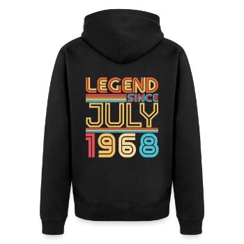 Juli 1968 Vintage - Unisex Premium Bio Zip Hoodie - Schwarz - Hinten - Nico (187cm)