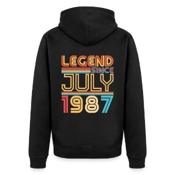 Juli 1987 Geschenkidee - Unisex Premium Bio Zip Hoodie - Schwarz - Hinten - Nico (187cm)