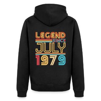 Né en juillet 1979 - Veste à capuche bio Premium Unisexe - noir - Dos - Nico (187cm)