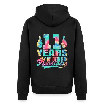 11th birthday or anniversary 11 years of being - Unisex Premium Organic Zip Hoodie - black - Back - Nico (187cm)
