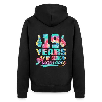 19th birthday or anniversary 19 years of being - Unisex Premium Organic Zip Hoodie - black - Back - Nico (187cm)