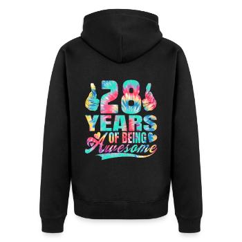 28e anniversaire ou anniversaire 28 ans d’existence - Veste à capuche bio Premium Unisexe - noir - Dos - Nico (187cm)