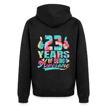 23rd birthday or anniversary 23 years of being - Unisex Premium Organic Zip Hoodie - black - Back - Nico (187cm)