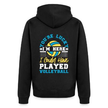 Volleyball Player Team You're - Unisex Premium Organic Zip Hoodie - black - Back - Nico (187cm)