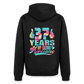 37e anniversaire ou anniversaire 37 ans d’existence - Veste à capuche bio Premium Unisexe - noir - Dos - Nico (187cm)