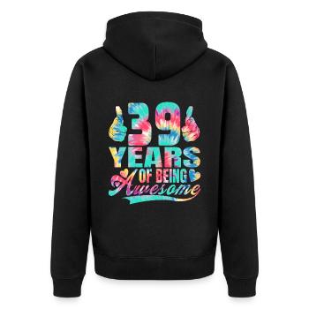 39e anniversaire ou anniversaire 39 ans d’existence - Veste à capuche bio Premium Unisexe - noir - Dos - Nico (187cm)