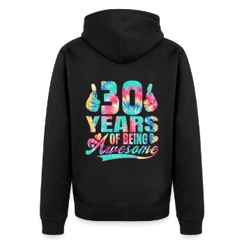 30e anniversaire ou anniversaire 30 ans d’existence - Veste à capuche bio Premium Unisexe - noir - Dos - Nico (187cm)