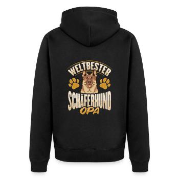 Weltbester Labrador Opa Design n Schäferhund Opa - Unisex Premium Bio Zip Hoodie - Schwarz - Hinten - Nico (187cm)