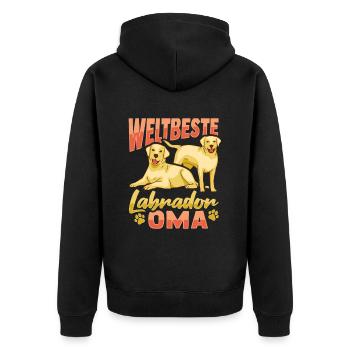 Weltbeste Labrador Oma Design Hundehalter Oma - Unisex Premium Bio Zip Hoodie - Schwarz - Hinten - Nico (187cm)