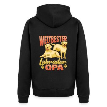 Weltbester Labrador Opa Design n Hundehalter Opa - Unisex Premium Bio Zip Hoodie - Schwarz - Hinten - Nico (187cm)