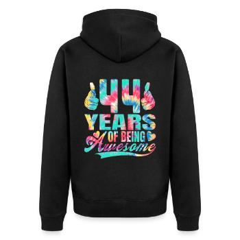 44e anniversaire ou anniversaire 44 ans d’existence - Veste à capuche bio Premium Unisexe - noir - Dos - Nico (187cm)