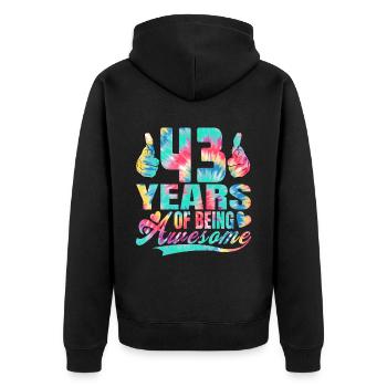 43e anniversaire ou anniversaire 43 ans d’existence - Veste à capuche bio Premium Unisexe - noir - Dos - Nico (187cm)