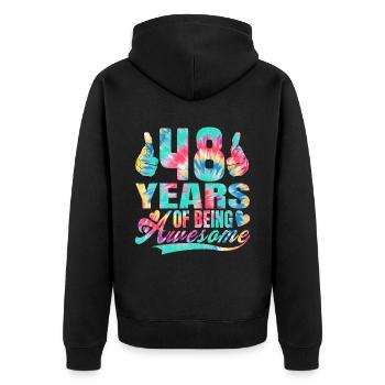 48e anniversaire ou anniversaire 48 ans d’existence - Veste à capuche bio Premium Unisexe - noir - Dos - Nico (187cm)