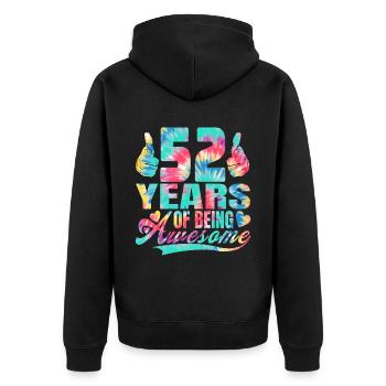 52nd birthday or anniversary 52 years of being - Unisex Premium Organic Zip Hoodie - black - Back - Nico (187cm)