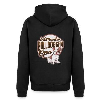 Weltbester Bulldoggen Opa Design n Bulldoggen Opa - Unisex Premium Bio Zip Hoodie - Schwarz - Hinten - Nico (187cm)
