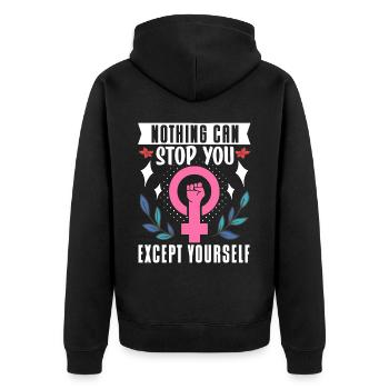 Feminist Womens Rights Female - Unisex Premium Bio Zip Hoodie - Schwarz - Hinten - Nico (187cm)