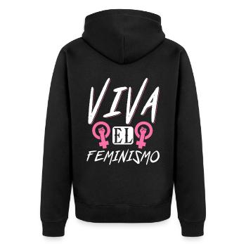 Feminist Womens Rights Female - Unisex Premium Bio Zip Hoodie - Schwarz - Hinten - Nico (187cm)