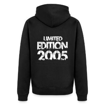 Limited Edition 2005 - Unisex Premium Bio Zip Hoodie - Schwarz - Hinten - Nico (187cm)