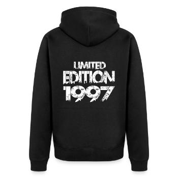 Limited Edition 1997 - Unisex Premium Bio Zip Hoodie - Schwarz - Hinten - Nico (187cm)
