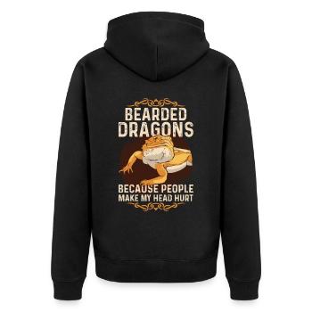 Funny bearded dragon - Unisex Premium Organic Zip Hoodie - black - Back - Nico (187cm)