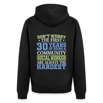 Being A Community Social Worker - Unisex Premium Bio Zip Hoodie - Schwarz - Hinten - Nico (187cm)