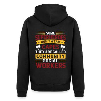 Some Superheroes Do Not Wear Capes - Unisex Premium Bio Zip Hoodie - Schwarz - Hinten - Nico (187cm)