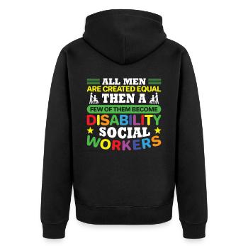 All Men Are Created Equal - Unisex Premium Bio Zip Hoodie - Schwarz - Hinten - Nico (187cm)