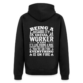 Being A Disability Social Worker Is Easy - Unisex Premium Organic Zip Hoodie - black - Back - Nico (187cm)