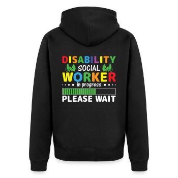 Disability Social Worker In Progress - Unisex Premium Organic Zip Hoodie - black - Back - Nico (187cm)