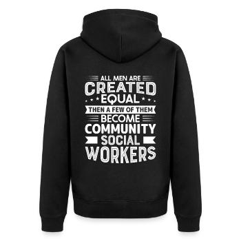 All Men Are Created Equal - Unisex Premium Bio Zip Hoodie - Schwarz - Hinten - Nico (187cm)