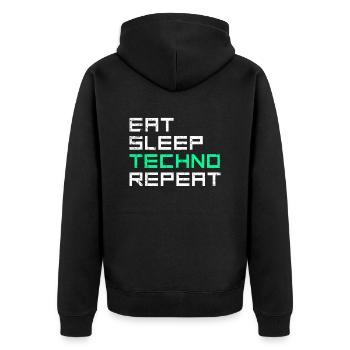 manger du sommeil techno répéter - Veste à capuche bio Premium Unisexe - noir - Dos - Nico (187cm)