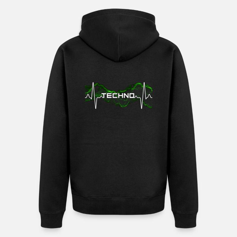 Techno Heartbeat - Veste à capuche bio Premium Unisexe - noir