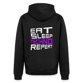 manger du sommeil techno répéter - Veste à capuche bio Premium Unisexe - noir - Dos - Nico (187cm)