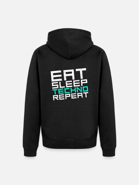 eat sleep techno repeat - Unisex Premium Bio Zip Hoodie - Schwarz