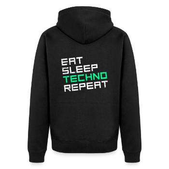 manger du sommeil techno répéter - Veste à capuche bio Premium Unisexe - noir - Dos - Nico (187cm)