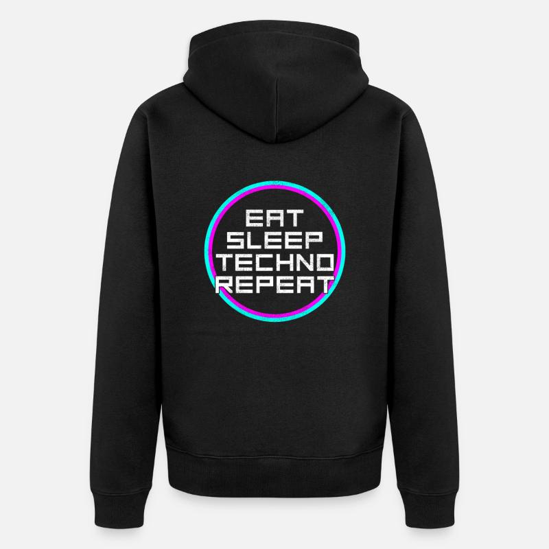 eat sleep techno repeat - Unisex Premium Bio Zip Hoodie - Schwarz