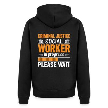 Criminal Justice Worker In Progress - Unisex Premium Organic Zip Hoodie - black - Back - Nico (187cm)