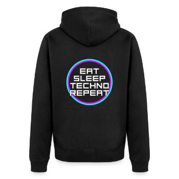 manger du sommeil techno répéter - Veste à capuche bio Premium Unisexe - noir - Dos - Nico (187cm)
