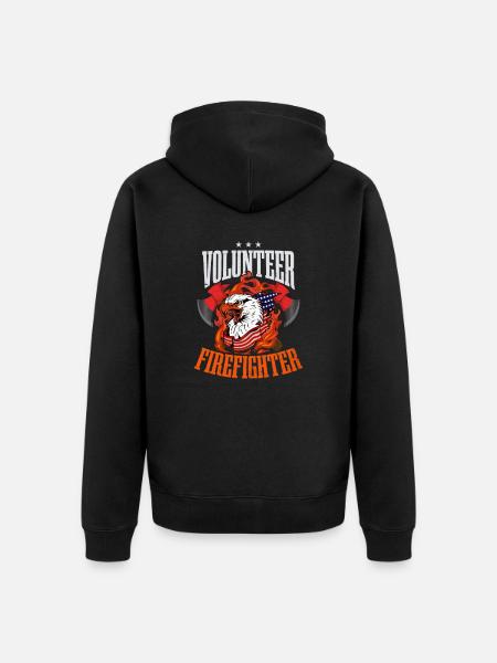 4th July Firefighter Volunteer Firefighter - Unisex Premium Organic Zip Hoodie - black