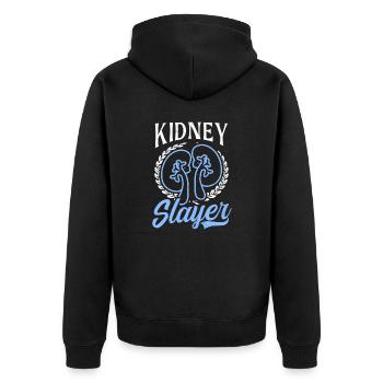 Dialysis Tech Kidney Slayer - Unisex Premium Organic Zip Hoodie - black - Back - Nico (187cm)