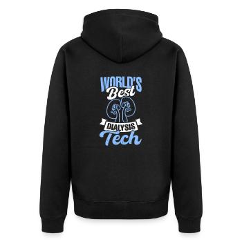Dialysis Tech Worlds Best Dialysis Tech - Unisex Premium Organic Zip Hoodie - black - Back - Nico (187cm)