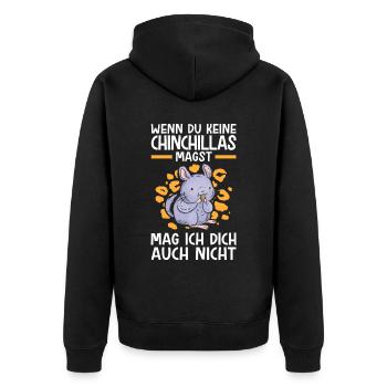 Chinchilla nicht mögen Nagetier Wollmaus - Unisex Premium Bio Zip Hoodie - Schwarz - Hinten - Nico (187cm)