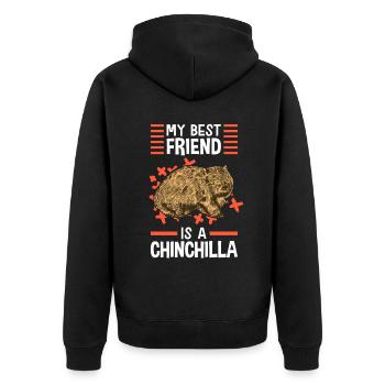 Wombat ist mein bester Freund Beuteltier - Unisex Premium Bio Zip Hoodie - Schwarz - Hinten - Nico (187cm)