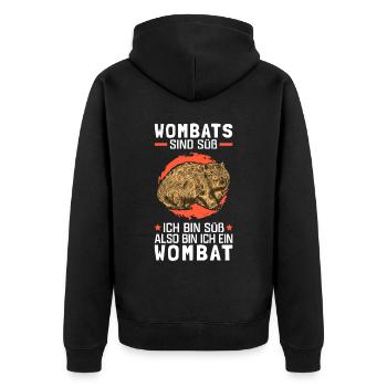 Wombats sind süß Beuteltier Wombat - Unisex Premium Bio Zip Hoodie - Schwarz - Hinten - Nico (187cm)