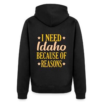 Good Things Grow in Idaho Gift - Unisex Premium Organic Zip Hoodie - black - Back - Nico (187cm)