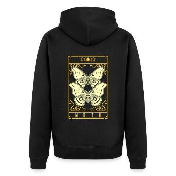 Moth Tarot Motten Occult Motte Goth - Unisex Premium Bio Zip Hoodie - Schwarz - Hinten - Nico (187cm)