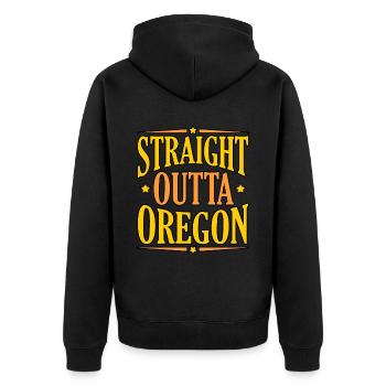 Direkt Aus Oregon Geschenk - Unisex Premium Bio Zip Hoodie - Schwarz - Hinten - Nico (187cm)