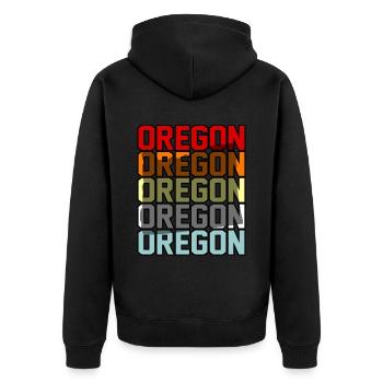 Oregon Liebt Zuhause Geschenk - Unisex Premium Bio Zip Hoodie - Schwarz - Hinten - Nico (187cm)