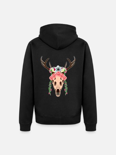 Dirndl Antlers Coiffe Robe traditionnelle - Veste à capuche bio Premium Unisexe - noir