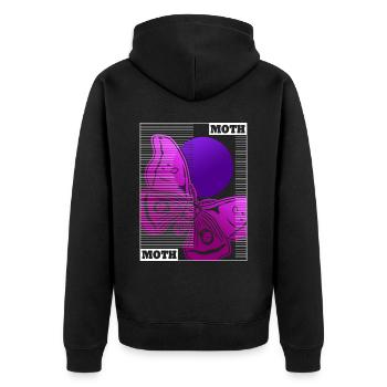 Moth Vaporwave Motten Occult Motte Goth - Unisex Premium Bio Zip Hoodie - Schwarz - Hinten - Nico (187cm)